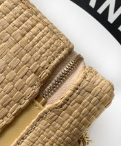 CHANEL 26S COCO CRUSH BAG 17 IN BEIGE RAFFIA AND CALFSKIN GOLD HARDWARE