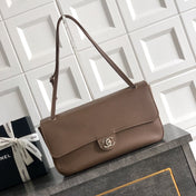 CHANEL 26S SOUPLISSIMO MAXI FLAP MEDIUM 32 IN BROWN GRAINED CALFSKIN SILVER HARDWARE