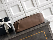 CHANEL 26S SOUPLISSIMO MAXI FLAP MEDIUM 32 IN BROWN GRAINED CALFSKIN SILVER HARDWARE