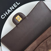 CHANEL 26S FLAP BAG 25 IN DARK BROWN QUILTED SUEDE