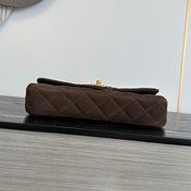 CHANEL 26S FLAP BAG 25 IN DARK BROWN QUILTED SUEDE