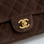 CHANEL 26S FLAP BAG 25 IN DARK BROWN QUILTED SUEDE