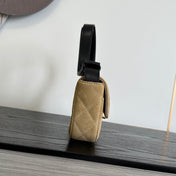 CHANEL 26S FLAP BAG 25 IN BEIGE QUILTED SUEDE