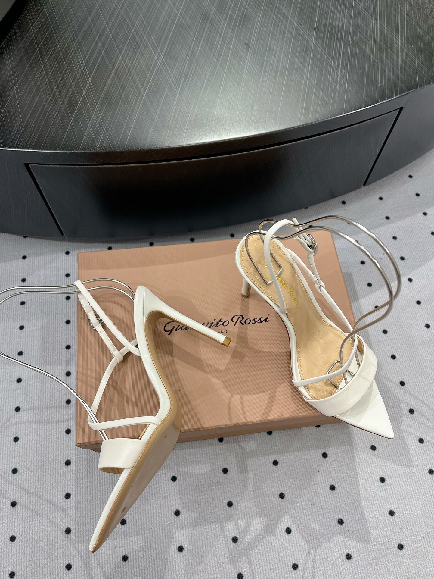 GIANVITO ROSSI 26S STRAPPY HIGH-HEEL SANDALS 110 MM IN WHITE CALFSKIN