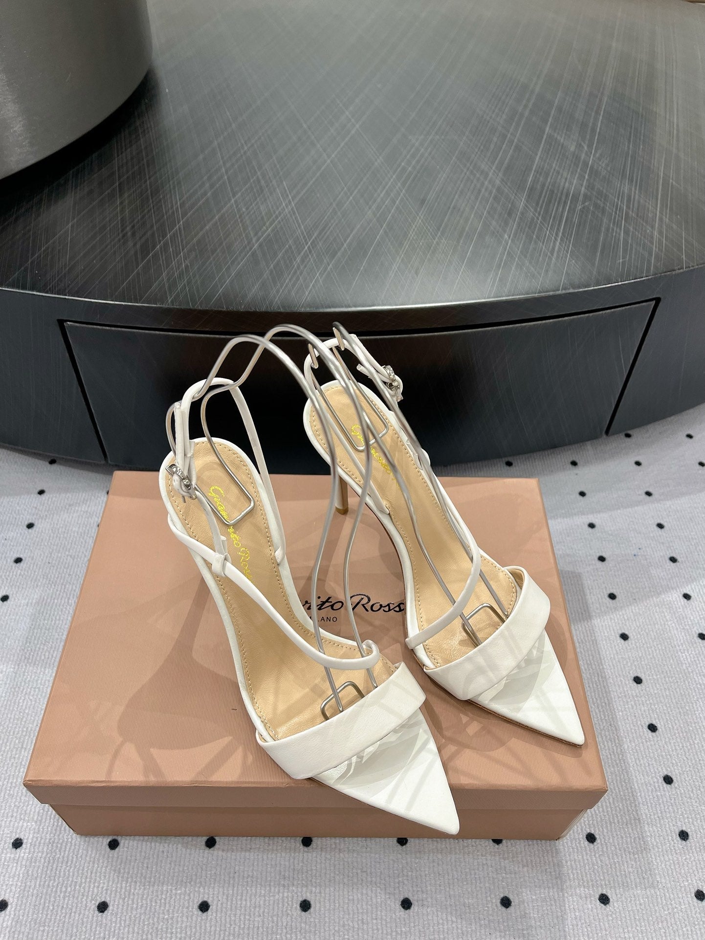 GIANVITO ROSSI 26S STRAPPY HIGH-HEEL SANDALS 110 MM IN WHITE CALFSKIN