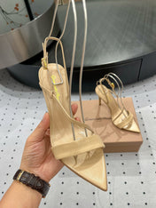 GIANVITO ROSSI 26S STRAPPY HIGH-HEEL SANDALS 110 MM IN BEIGE CALFSKIN