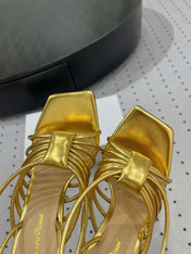 GIANVITO ROSSI 26S STRAPPY HIGH-HEEL SANDALS 110 MM IN GOLD LAMBSKIN