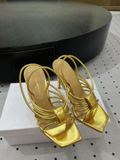 GIANVITO ROSSI 26S STRAPPY HIGH-HEEL SANDALS 110 MM IN GOLD LAMBSKIN