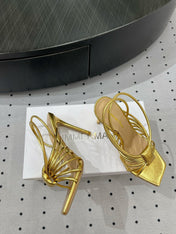 GIANVITO ROSSI 26S STRAPPY HIGH-HEEL SANDALS 110 MM IN GOLD LAMBSKIN