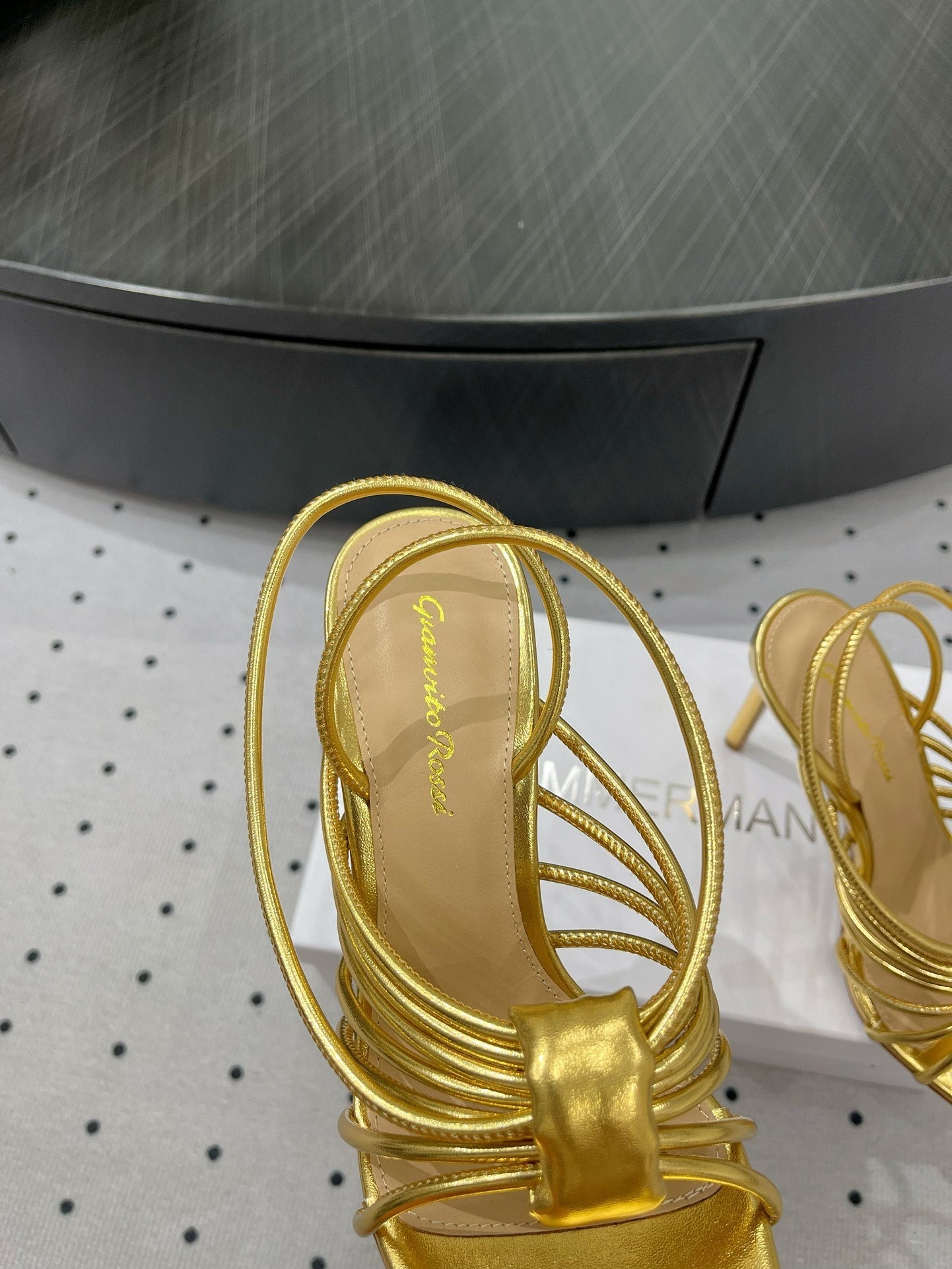 GIANVITO ROSSI 26S STRAPPY HIGH-HEEL SANDALS 110 MM IN GOLD LAMBSKIN