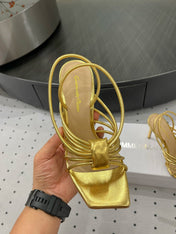GIANVITO ROSSI 26S STRAPPY HIGH-HEEL SANDALS 110 MM IN GOLD LAMBSKIN