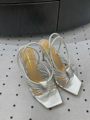GIANVITO ROSSI 26S STRAPPY HIGH-HEEL SANDALS 110 MM IN SILVER LAMBSKIN