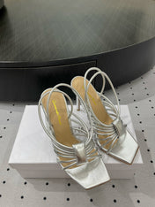 GIANVITO ROSSI 26S STRAPPY HIGH-HEEL SANDALS 110 MM IN SILVER LAMBSKIN