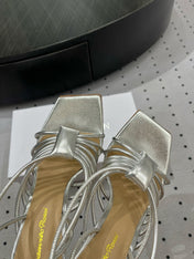 GIANVITO ROSSI 26S STRAPPY HIGH-HEEL SANDALS 110 MM IN SILVER LAMBSKIN