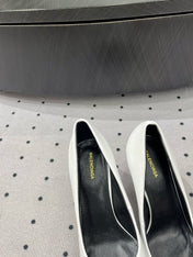 HEELED PUMPS 65 MM IN WHITE GLOSSY CALFSKIN SILVER HARDWARE