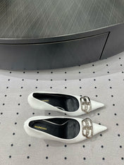 HEELED PUMPS 65 MM IN WHITE GLOSSY CALFSKIN SILVER HARDWARE
