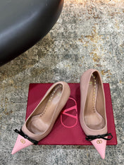 VALENTINO 26S BOW HIGH HEELS 75 MM IN NUDE AND LIGHT PINK CALFSKIN