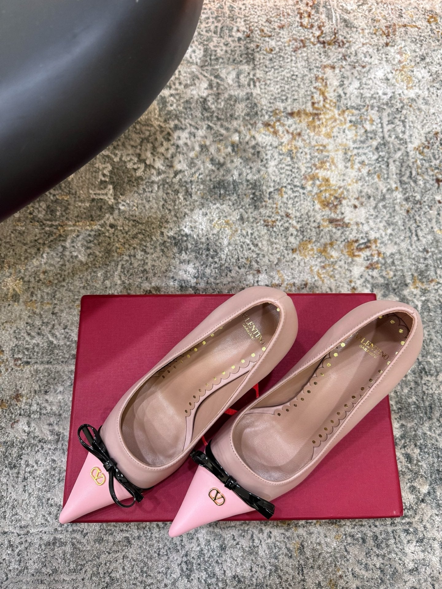 VALENTINO 26S BOW HIGH HEELS 75 MM IN NUDE AND LIGHT PINK CALFSKIN