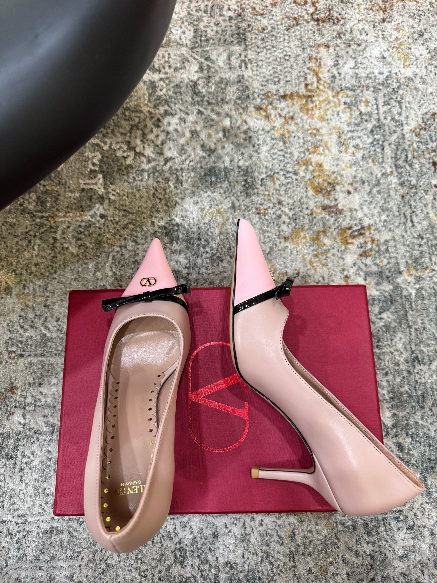 VALENTINO 26S BOW HIGH HEELS 75 MM IN NUDE AND LIGHT PINK CALFSKIN