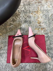 VALENTINO 26S BOW HIGH HEELS 75 MM IN NUDE AND LIGHT PINK CALFSKIN