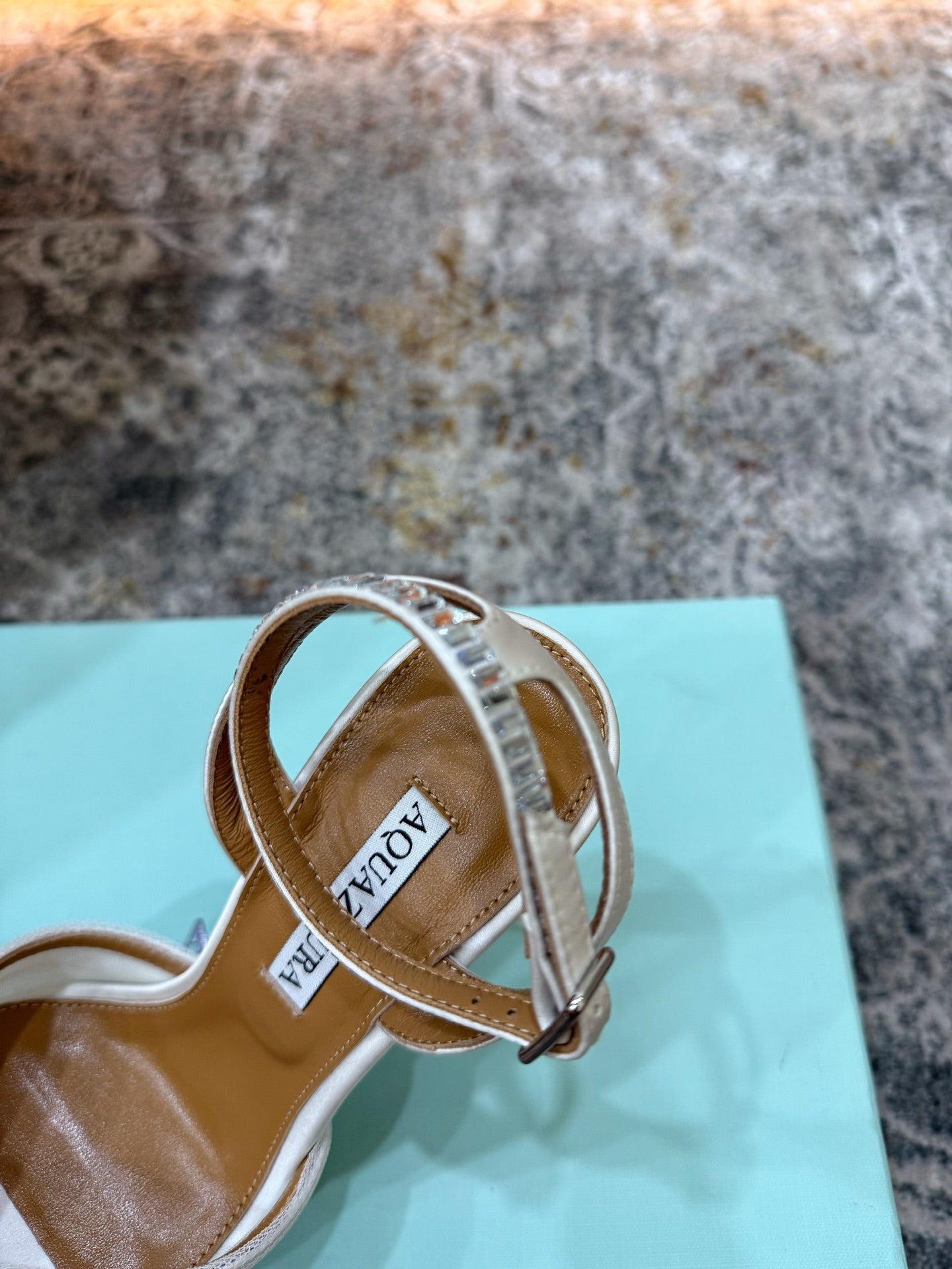 AQUAZZURA 26S PEEP-TOE SANDALS 100 MM IN WHITE MESH AND SATIN