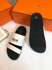 GABRIEL SANDAL MULE IN WHITE CALFSKIN