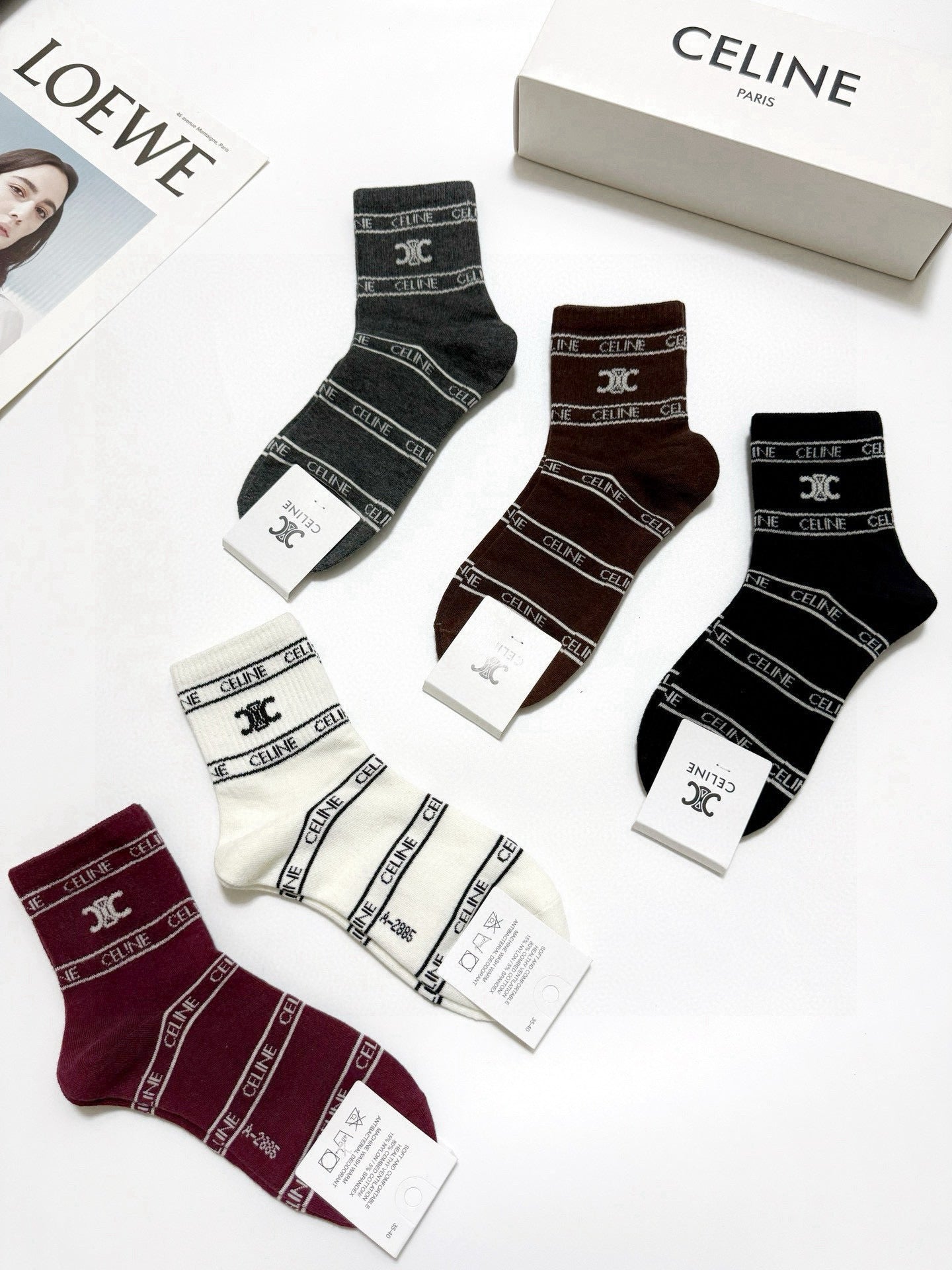 CELINE 26S ANKLE SOCKS 544089 (1 BOX)