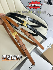 SMALL TRIOMPHE BELT 18 MM BLACK LEATHER SILVER HARDWARE
