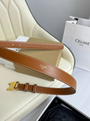 MEDIUM TRIOMPHE BELT 25MM BRONZE BROWN LEATHER GOLD HARDWARE
