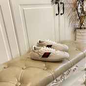 GUCCI 26S SNEAKER IN CREAM WHITE SUEDE CRYSTAL EMBELLISHED