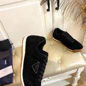 PRADA 26S LACE UP SNEAKERS IN BLACK SUEDE