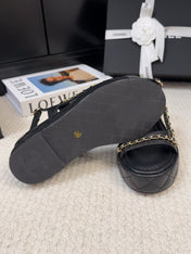 THICK-SOLED SANDALS 55 MM IN BLACK CALFSKIN