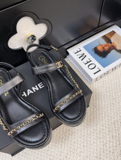THICK-SOLED SANDALS 55 MM IN BLACK CALFSKIN