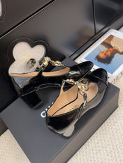 MARY JANE SHOES IN BLACK PATENT CALFSKIN 55 MM