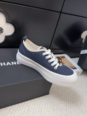 TRAINERS SHOES IN NAVY BLUE FABRIC