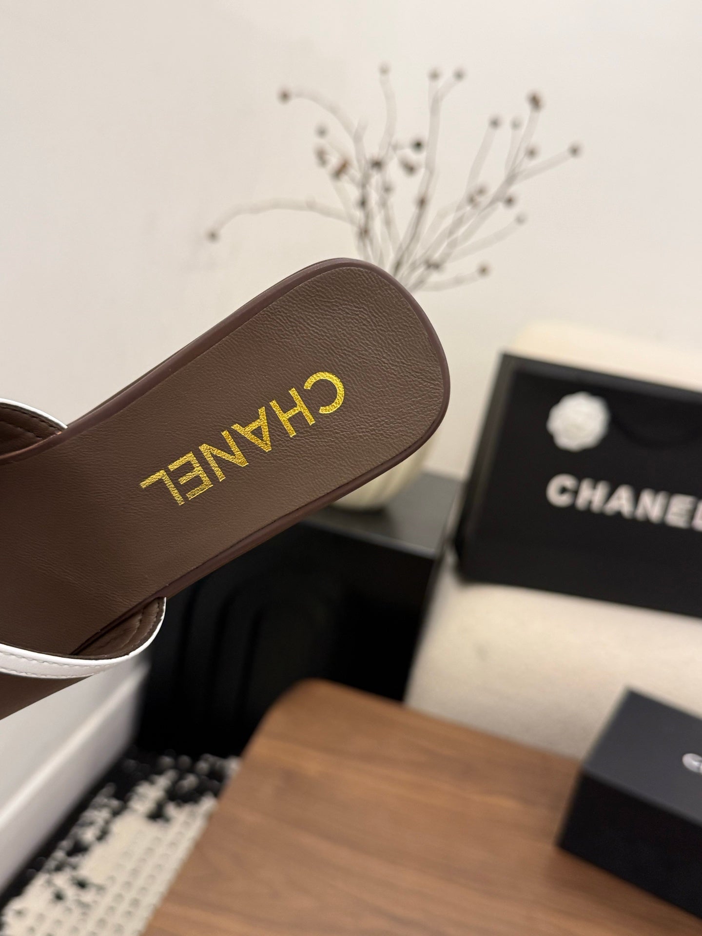 CHANEL 26S WEDGE SANDALS 95 MM IN DARK BROWN CALFSKIN