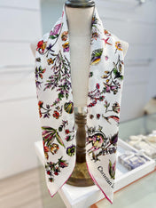 DIOR REVERSIBLE PRINTED SQUARE SCARF 90 CM IN WHITE SILK 7735868