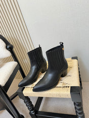 DIOR 26S BLOCK HEEL CHELSEA ANKLE BOOTS IN BLACK CALFSKIN