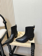 DIOR 26S BLOCK HEEL CHELSEA ANKLE BOOTS IN BLACK CALFSKIN