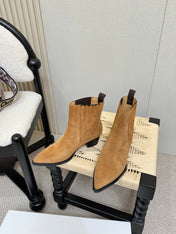 DIOR 26S BLOCK HEEL CHELSEA ANKLE BOOTS IN TAN BROWN SUEDE