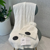 SET KNITTED SCARF AND HAT IN WHITE WOOL AND FOX FUR 434630