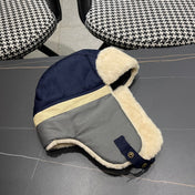 TRAPPER HAT IN DENIM BLUE SUEDE AND RABBIT FUR 439535