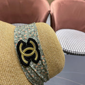 CHANEL 26S FLORAL RIBBON STRAW CLOCHE HAT 335747
