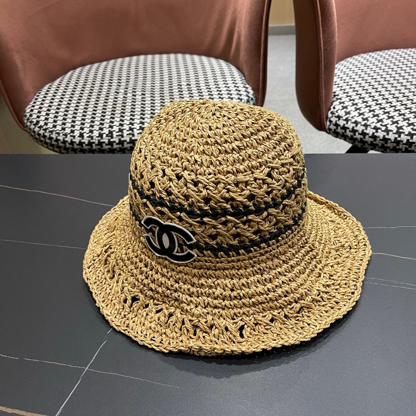 CHANEL 26S RAFFIA BUCKET HAT 335843