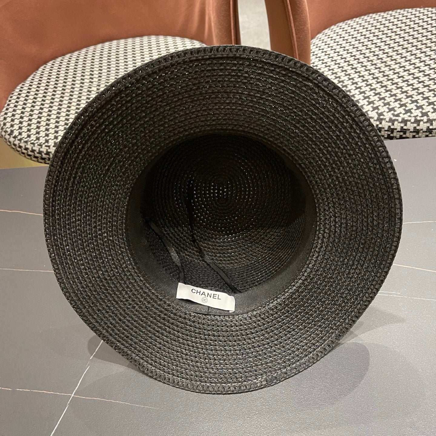 CHANEL 26S STRAW BOATER HAT 335740