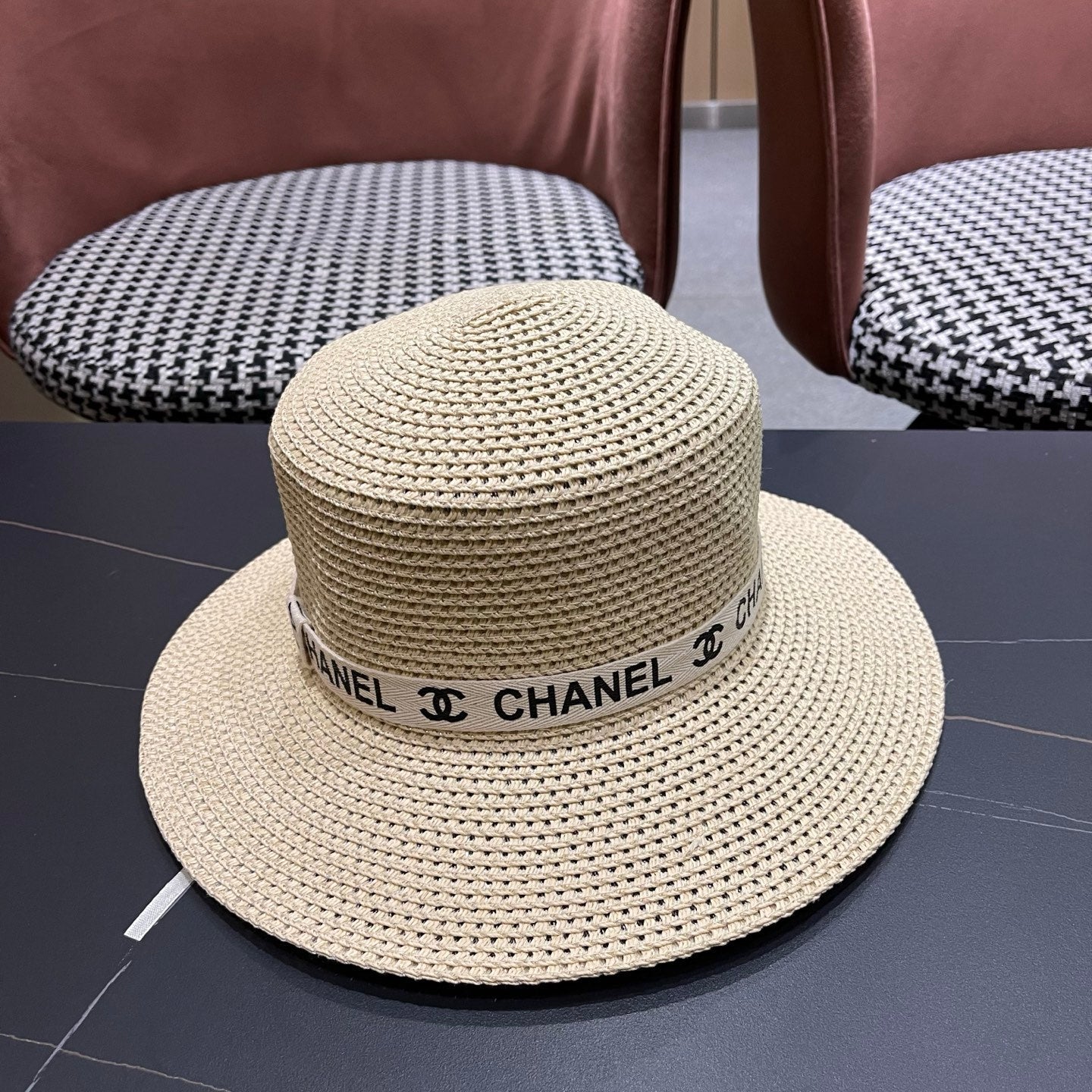 CHANEL 26S STRAW BOATER HAT 335741