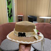 DIOR 26S LACE TRIM STRAW SUN HAT STYLE 197