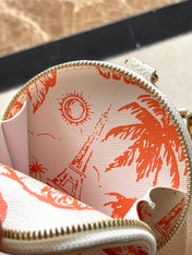 MULTI POCHETTE ACCESSOIRES 24 IN CORAL MONOGRAM TILES CANVAS GOLD HARDWARE