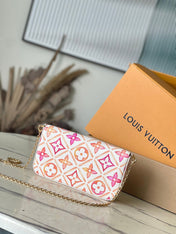 FÉLICIE POCHETTE 21 IN CORAL MONOGRAM TILES CANVAS