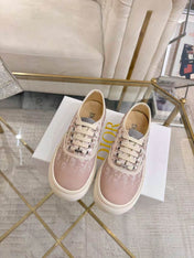 DIOR 26S LOW-TOP SNEAKERS IN LIGHT PINK DIOR OBLIQUE CANVAS